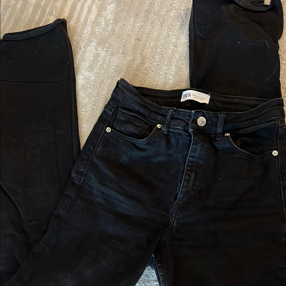 Zara Black Split Hem Jeans